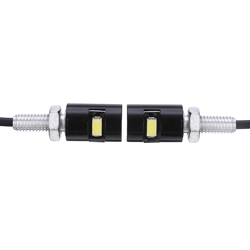 For ATV Quad Off-road 1Pair 12V LED Motorcycle Car License Plate Screw Bolt Light Bulb Black Housing White Lamp Mayitr