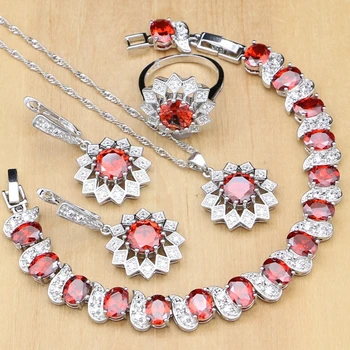 Silver 925 Jewelry Sets Red Cubic Zirconia White Stone Beads For Women Wedding Earrings/Pendant/Rings/Bracelet/Necklace Set
Silver 925 Jewelry Sets Red Cubic Zirconia White Stone Beads For Women Wedding Earrings/Pendant/Rings/Bracelet/Necklace Set