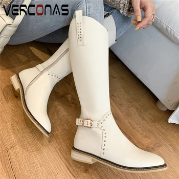 VERCONAS Concise Basic Knee-High Boots For Women Low Heels Shoes Woman Autumn Winter Genuine Leather Classic Rivets Long Boots
VERCONAS Concise Basic Knee-High Boots For Women Low Heels Shoes Woman Autumn Winter Genuine Leather Classic Rivets Long Boots