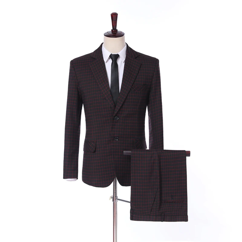 

Handsome Lattice Man Work Business Suit Prom Party Dress Coat Trousers Set Customize Groom Tuxedos (Jacket+Pants+Tie) W:1122