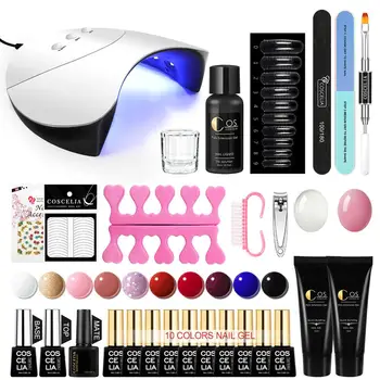 Pro Poly Extension Nail Set Full Manicure Set With Soak Off Gel Nail Polish Kit 36W UV Led Lamp Tips Brush Nail Art Tools Kit 
Pro Poly Extension Nail Set Full Manicure Set With Soak Off Gel Nail Polish Kit 36W UV Led Lamp Tips Brush Nail Art Tools Kit