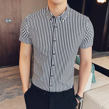 2020 Casual Striped Print Business Work Shirt Men Summer New Men Shirt Short Sleeve Brand Men Clothes Slim Fit Chemise Homme
2020 Casual Striped Print Business Work Shirt Men Summer New Men Shirt Short Sleeve Brand Men Clothes Slim Fit Chemise Homme