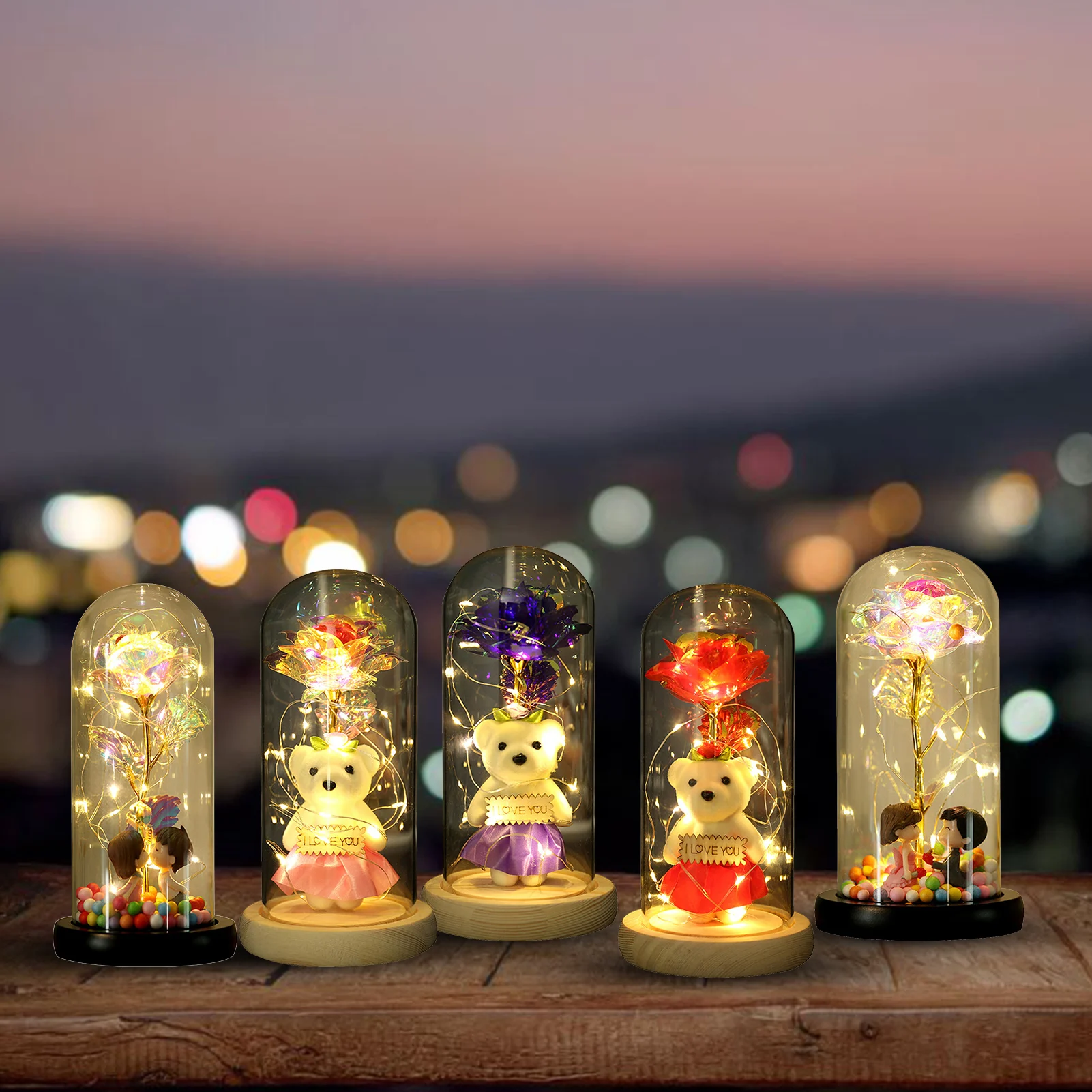 21X11CM Colorful Flower Golden With LED Light Immortal Rose Flower Bear Glass Cover Box Decor For Valentine's Day Christmas Gift
21X11CM Colorful Flower Golden With LED Light Immortal Rose Flower Bear Glass Cover Box Decor For Valentine's Day Christmas Gift