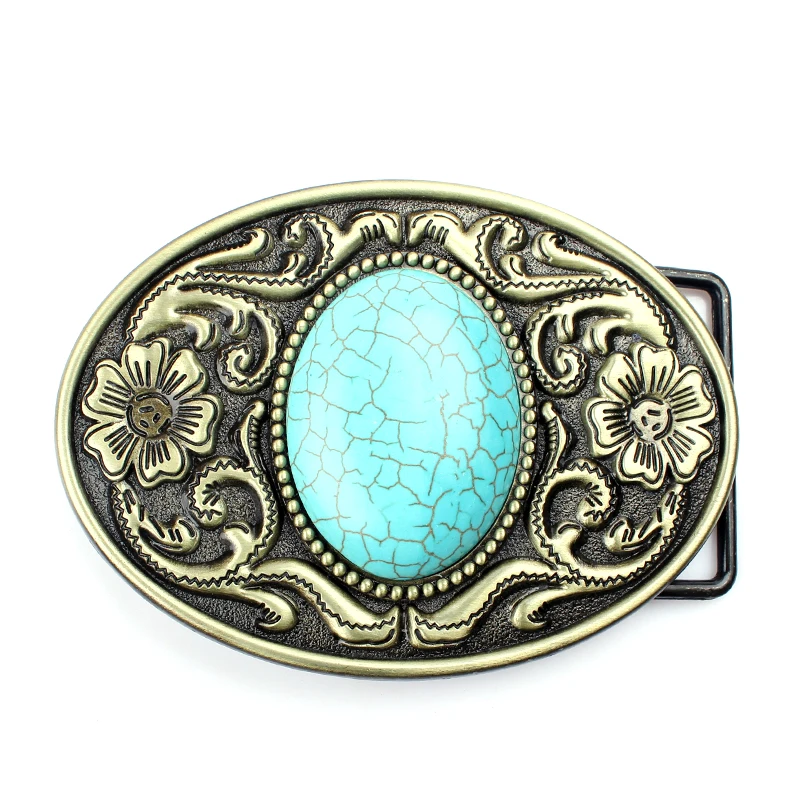 Pop Western Pattern Vintage Turquoise Arabesque Men's Leather Belt Buckle Metal Pop Western Pattern Vintage Turquoise Arabesque Men's Leather Belt Buckle Metal