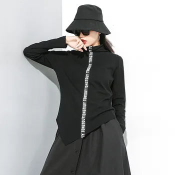 LANMREM 2020 Winter New High-neck Webbing T-shirt Personality Irregular Set Of Solid Color Letter Bottoming Shirt PC084 
LANMREM 2020 Winter New High-neck Webbing T-shirt Personality Irregular Set Of Solid Color Letter Bottoming Shirt PC084