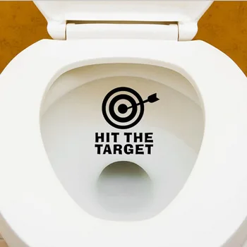 

Hit the target waterproof toilet Bathroom Wallpaper Funny cartoon decals poster For Shop Office Home Cafe Hotel