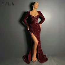 YALIN Mermaid Luxury Burgundy Evening Gowns Sparkle Elegant Split Sexy For Women Party Dubai Sequin Vestidos Celebrity Wear
YALIN Mermaid Luxury Burgundy Evening Gowns Sparkle Elegant Split Sexy For Women Party Dubai Sequin Vestidos Celebrity Wear
