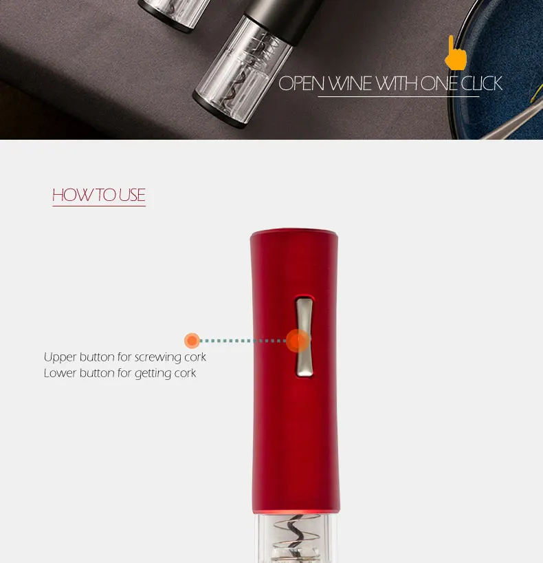 PTZER Electric Red Wine Opener With Foil Cutter Corkscrew Automatic Bottle Openers Set Kitchen Accessories Tools Gadgets LED