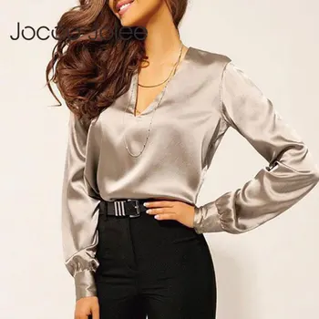 Jocoo Jolee Women Elegant V Neck Stain Loose Blouse Vintage Solid Shirt Casual Summer Tops Tunic blusas mujer de moda 2020
Jocoo Jolee Women Elegant V Neck Stain Loose Blouse Vintage Solid Shirt Casual Summer Tops Tunic blusas mujer de moda 2020