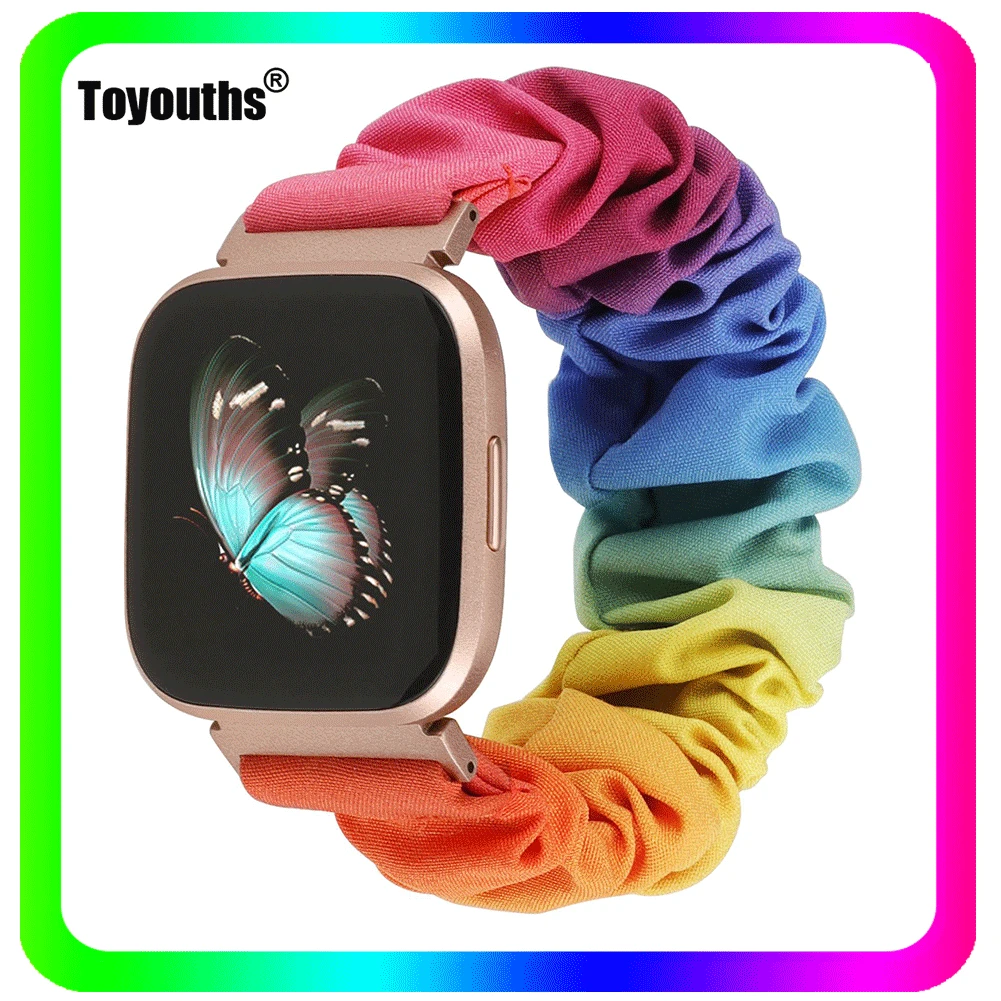 

Toyouths Watchband for Fitbit Versa Leisure Elastic Fabric Strap Women Woven Watch Replacement Scrunchies Band for Fitbit Versa2