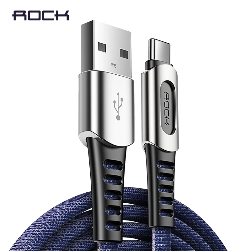 Кабель ROCK USB Type-C 2 1 А кабель для быстрой зарядки и синхронизации данных из