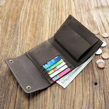 Handmade tri-fold retro men's leather short Crazy Horse buckle casual wallet tide
Handmade tri-fold retro men's leather short Crazy Horse buckle casual wallet tide