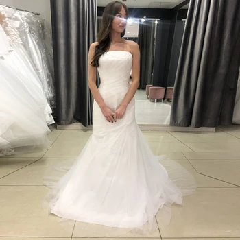Classic 2020 Cheap Mermaid Wedding Dress Strapless Sleeveless Applique Pleats Sweep Train Wedding Dresses Vestidos De Noiva
Classic 2020 Cheap Mermaid Wedding Dress Strapless Sleeveless Applique Pleats Sweep Train Wedding Dresses Vestidos De Noiva