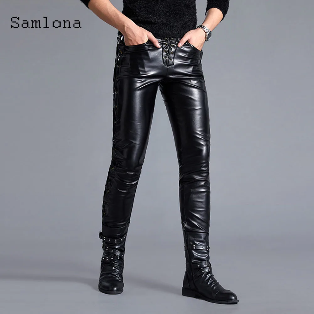 Trendy 2020 Spring Autumn Men PU Leather Pants Male Sexy Punk Style Bottom Trousers Black Faux Leather Skinny Pants Men Clothing
Trendy 2020 Spring Autumn Men PU Leather Pants Male Sexy Punk Style Bottom Trousers Black Faux Leather Skinny Pants Men Clothing