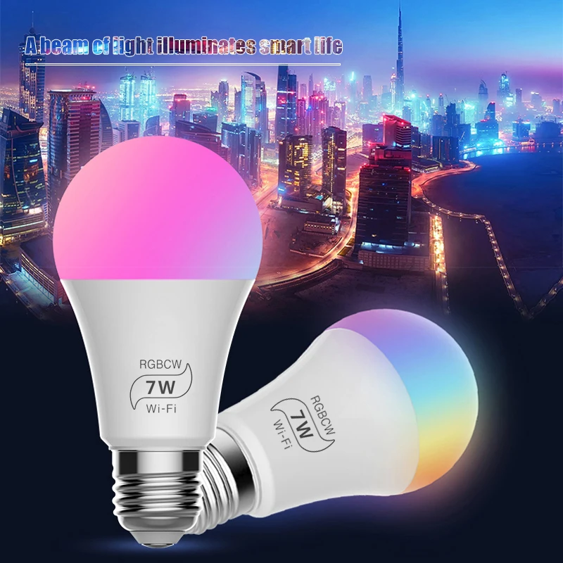 Dimmable E27 LED Lamp RGB 7W WIFI Smart Bulb Bluetooth APP Control IR Remote Control RGBWW Light Bulb 85-265V For Home
Dimmable E27 LED Lamp RGB 7W WIFI Smart Bulb Bluetooth APP Control IR Remote Control RGBWW Light Bulb 85-265V For Home