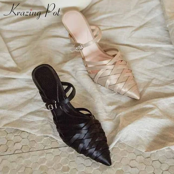 Krazing pot Princess style chic weave satin shoes solid pointed toe high heels slip on women fashion sweet slingback pumps L38
Krazing pot Princess style chic weave satin shoes solid pointed toe high heels slip on women fashion sweet slingback pumps L38