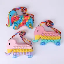 

New Pop Children Silicone Push Bubble Coin Purse Toy Elephant Storage Bag Rhino Coin Purse Kids Relieve Stress Fidget Toys Gifts