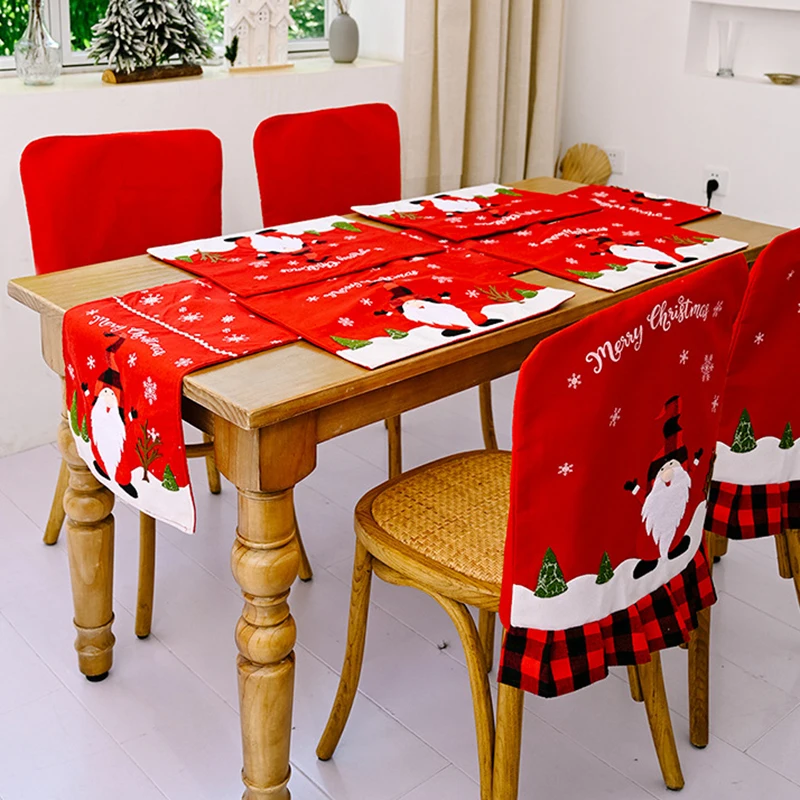 

Table Cloth Christmas New Year Party Decorations Tablecloth Xmas Tree Elk Plaid Printed Home Dinner Table Cover Party Ornaments