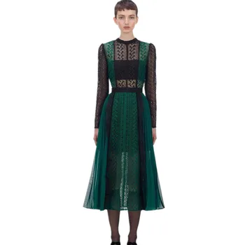 2019 Autumn Vintage Green Hollow Out Midi Dress Sexy See Through Lace Patchwork Chiffon Pleated Self Portrait Dress
2019 Autumn Vintage Green Hollow Out Midi Dress Sexy See Through Lace Patchwork Chiffon Pleated Self Portrait Dress