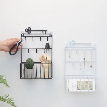 Nordic Wall Key Hanger Hook Iron Rack With Hanging Basket Multifunctional Storage Rack Home Wall Decoration
Nordic Wall Key Hanger Hook Iron Rack With Hanging Basket Multifunctional Storage Rack Home Wall Decoration