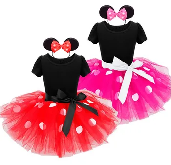 

Pink&Red Minnie Dress for Baby Girls Casual Polka Dot Filles Robe Toddler Birthday Party Tutu Dress Mickey Cosplay Costume Frock