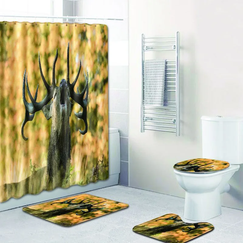 Animal Elk 3D Print Pattern Shower Curtain Pedestal Rug Lid Toilet Cover Mat Bath Mat Set Bathroom Curtains with 12 Hooks Home
Animal Elk 3D Print Pattern Shower Curtain Pedestal Rug Lid Toilet Cover Mat Bath Mat Set Bathroom Curtains with 12 Hooks Home
