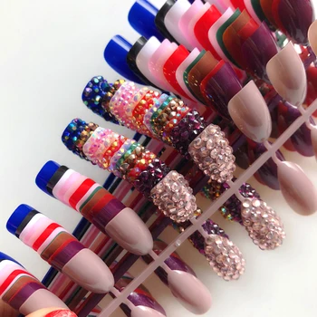 Wholesale 14Colors Custom Fake Full Rhinestones Optional Sequins Stiletto Press On Nails Artificial False Nails Art Decoration
Wholesale 14Colors Custom Fake Full Rhinestones Optional Sequins Stiletto Press On Nails Artificial False Nails Art Decoration