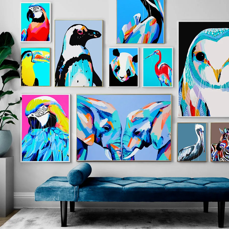 Colorful FlamingoZabra Elephant Animal Wall Art Canvas Painting Nordic Posters And Prints Wall Pictures For Living Room Decor
