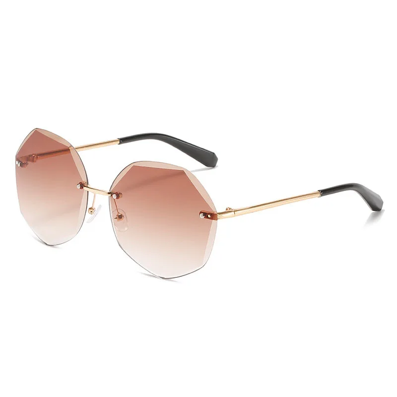 

Fashion Women Rimless Sunglasses Luxury Brand Designer Vintage Ladies Round Sun Glasses Retro Shades Eyewear Oculos de sol