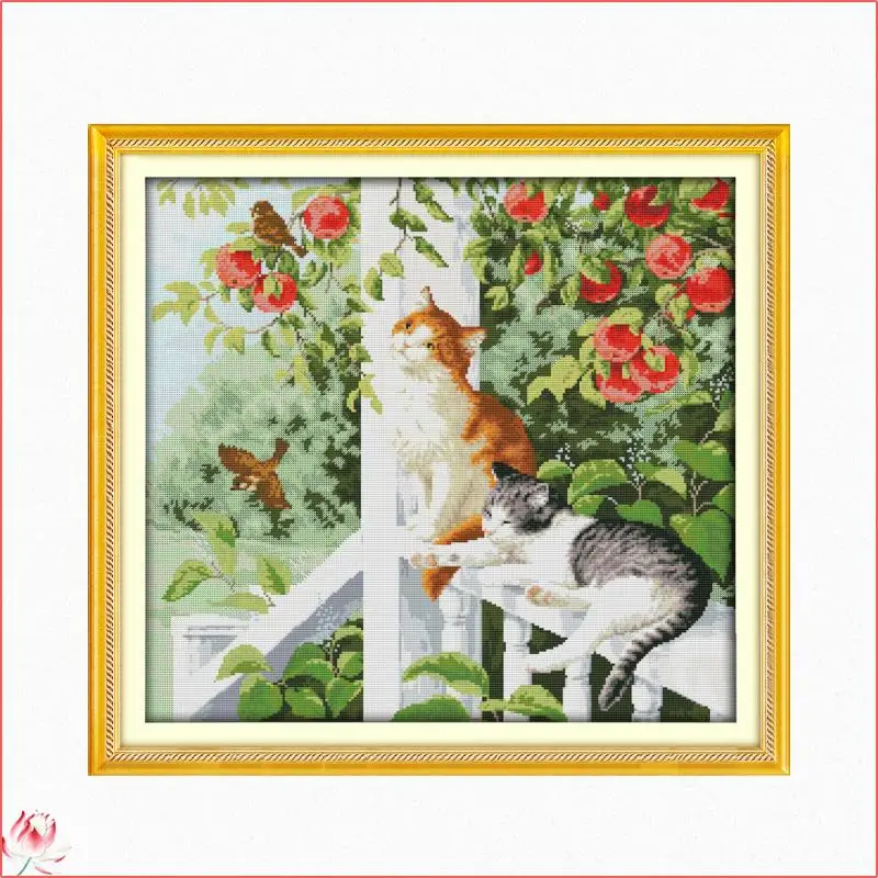 

Joy Sunday The Two Cats Animal Patterns Counted 11CT 14CT DIY Cross Stitch Sets Chinese Cross Stitch Kits Embroidery Needlework