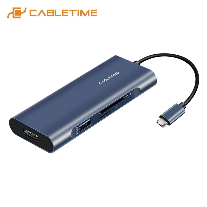CABLETIME HUB USB C to USB 3.0 Dark blue HDMI PD Adapter SD/TF Card Reader for Macbook air pro Huawei Matebook X 13 C256
CABLETIME HUB USB C to USB 3.0 Dark blue HDMI PD Adapter SD/TF Card Reader for Macbook air pro Huawei Matebook X 13 C256