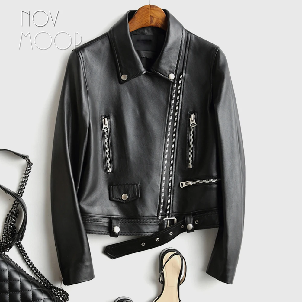 Novmoop Korean sweet chic style black natural sheepskin genuine leather jacket lady slim cost veste femme kurtki damskie LT2812
Novmoop Korean sweet chic style black natural sheepskin genuine leather jacket lady slim cost veste femme kurtki damskie LT2812