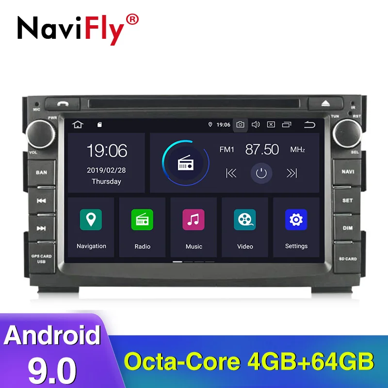 Фото NaviFly Android9.0 OctaCore 4 Гб ОЗУ 64 ПЗУ 2din Автомобильная магнитола для KIA Venga - купить