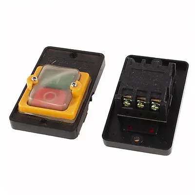 2 Pcs I/O Red Green Self-Locking Push Button Switch AC 220V/380V 10A