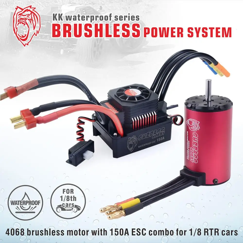 Surpass Hobby KK Waterproof ESC Brushless Motor 4068 1900/2250/2650KV with 150A ESC for 1/8 RC Car Tamiya Axial Drift Racing Car
Surpass Hobby KK Waterproof ESC Brushless Motor 4068 1900/2250/2650KV with 150A ESC for 1/8 RC Car Tamiya Axial Drift Racing Car