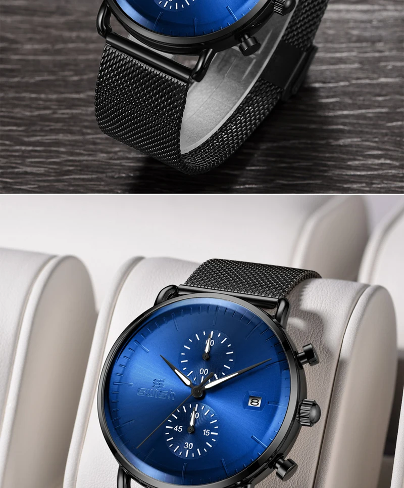 SWISH Watches for Men Stainless Steel Waterproof Quartz Clock Men’s Watch Top Brand Chronograph Sports Hour Relogio Masculino