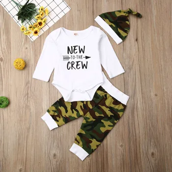 Newborn Baby Boy White Letter T-shirt Tops Camouflage Pants Hat Outfits Toddler Clothes Set
Newborn Baby Boy White Letter T-shirt Tops Camouflage Pants Hat Outfits Toddler Clothes Set