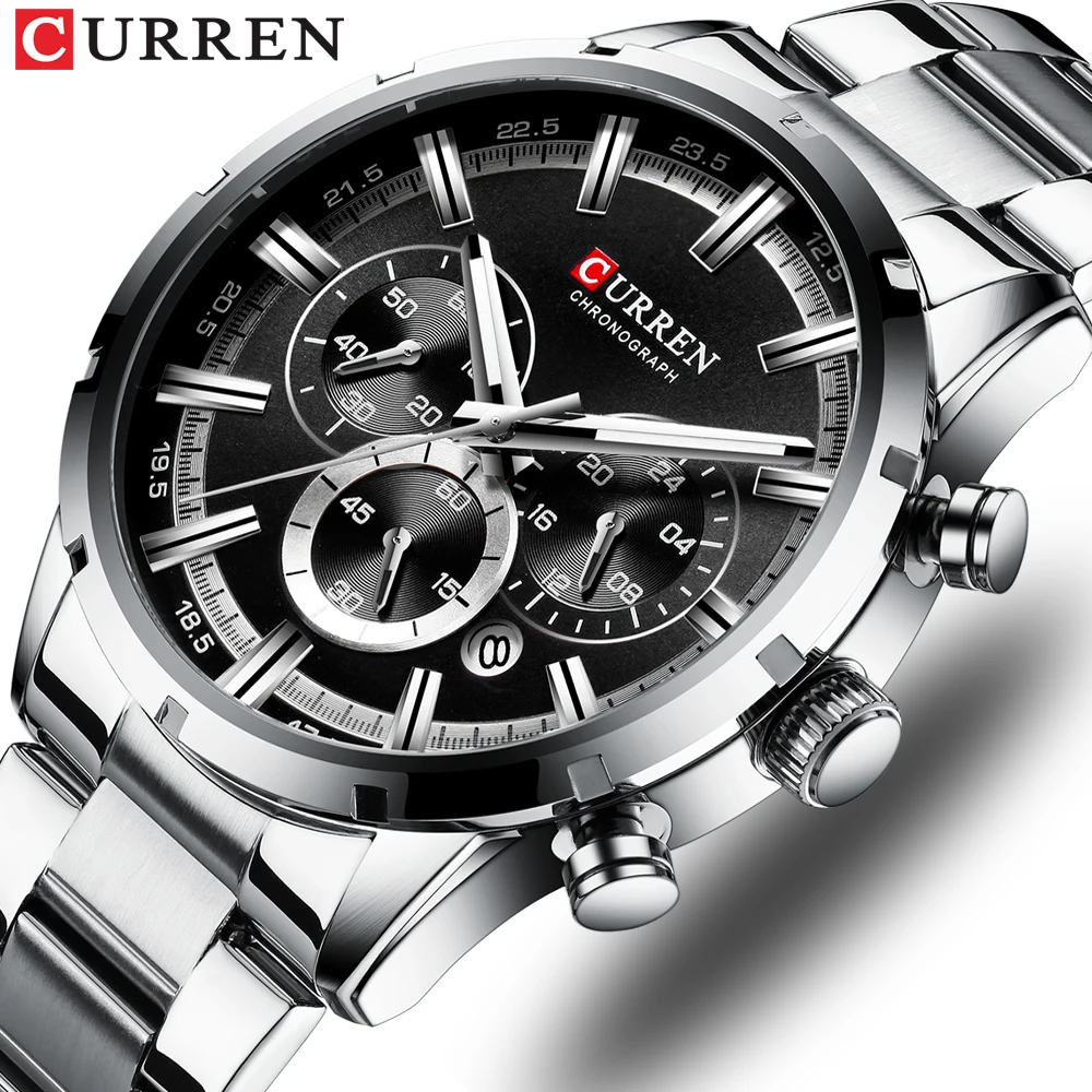 CURREN новые роскошные модные кварцевые часы классические серебряные и черные