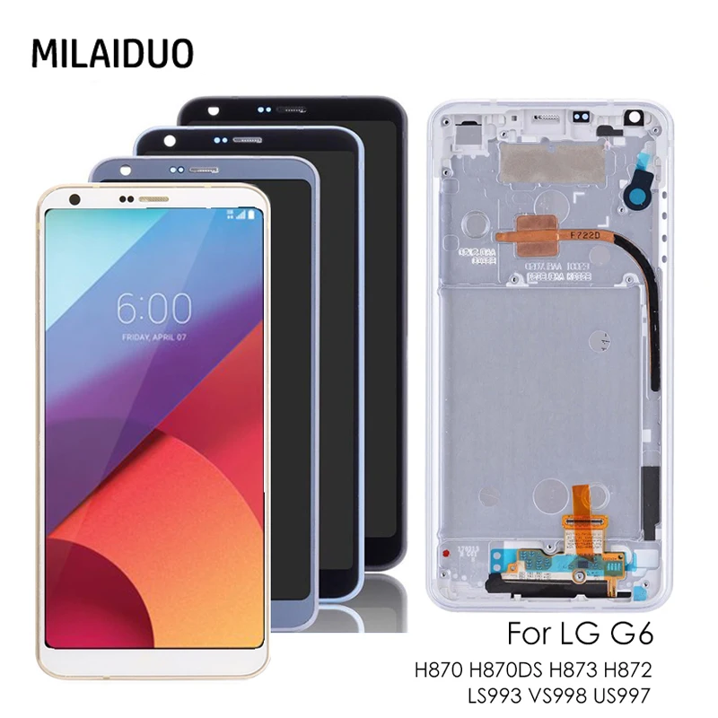 LCD Display For LG G6 H870 H870DS H872 LS993 VS998 US997 Touch Screen Digitizer Assembly Replacement Black White Grey with Frame
LCD Display For LG G6 H870 H870DS H872 LS993 VS998 US997 Touch Screen Digitizer Assembly Replacement Black White Grey with Frame