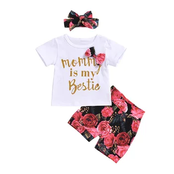 SAGACE Newborn Baby Clothes Girl Bow Sweet Letter Print Tops+Floral Shorts +Headbands Outfits Fashion Summer Infant Clothing 
SAGACE Newborn Baby Clothes Girl Bow Sweet Letter Print Tops+Floral Shorts +Headbands Outfits Fashion Summer Infant Clothing