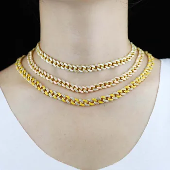 2021 Adjustable Slider Choker Chain Iced Out Curb Cuban Link Chain Gold Color Plated Half Enamel Half rainbow Necklace Jewelry
2021 Adjustable Slider Choker Chain Iced Out Curb Cuban Link Chain Gold Color Plated Half Enamel Half rainbow Necklace Jewelry