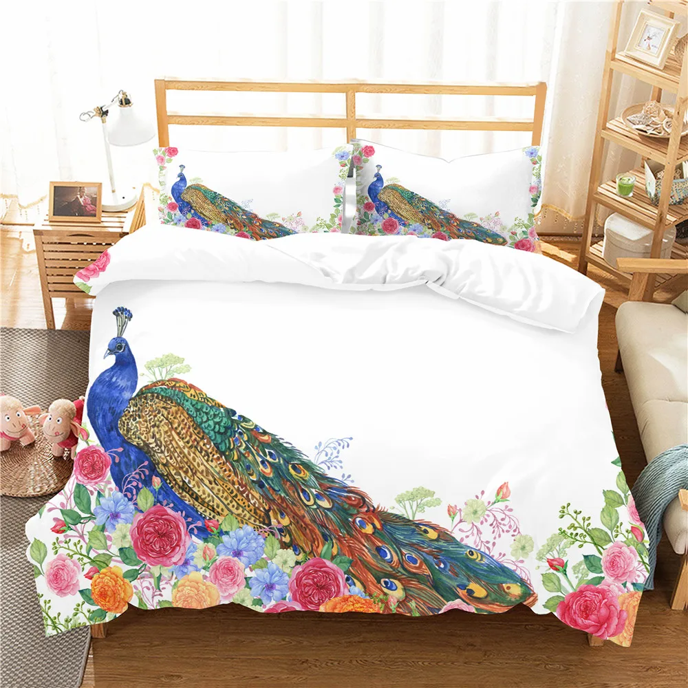 Blankets and Bedspreads White Duvet Cover Set Peahen Printed Colorful Home Textiles with Pillowcases Bed Linens
Blankets and Bedspreads White Duvet Cover Set Peahen Printed Colorful Home Textiles with Pillowcases Bed Linens