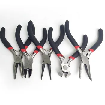 

5pcs Mini DIY Jewelry Making Pliers Set Carbon Steel & PVC Beading Wire Wrapping Round Long Bent Mini Plier Cutter Tool Kit