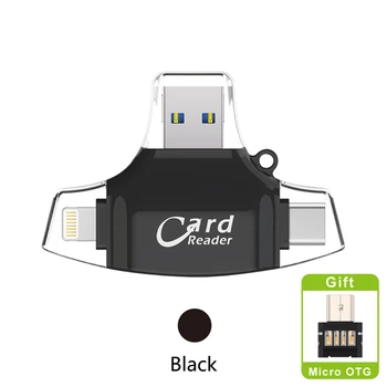 

4 in 1 SD Card Reader Micro SD Card Adapter Metal USB microsdhc/sdxc to xqd Cardreader OTG adaptador usb for lighting adapter