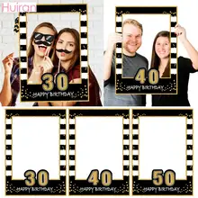 Globos de Oro Negro HUIRAN 30 40 50 años saludos a 30 años globos cumpleaños 40 años cumpleaños 50 años fiesta decoración suministros(China)