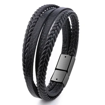 2020 New Handmade Black Brown Multi Layer Braided Leather Cuff Bracelet Mens Magnetic Braclets Hand Jewelry Pulseras Para Hombre
2020 New Handmade Black Brown Multi Layer Braided Leather Cuff Bracelet Mens Magnetic Braclets Hand Jewelry Pulseras Para Hombre
