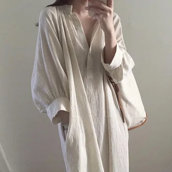 COIGARSAM Full Sleeve Shirt Womens tops New Spring Loose Cotton Linen Women shirts Rice White 6013
COIGARSAM Full Sleeve Shirt Womens tops New Spring Loose Cotton Linen Women shirts Rice White 6013
