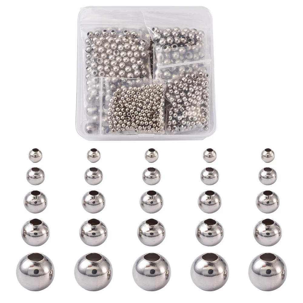 

1000pcs/box 304 Stainless Steel Round Beads Loose Spacer Beads Charm For DIY Bracelets Jewelry Making Accessories Findings