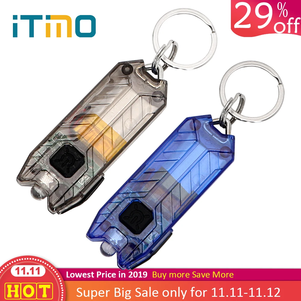 

ITimo Mini LED Keychain Flashlight Key Chain USB Rechargeable Portable 45LM 2 Modes Tube Keyring Light Lamp Torch