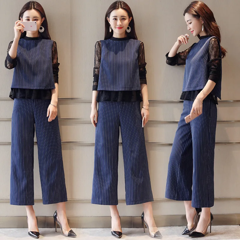 Loose Pants Set Female Spring 2018 New Style Debutante Elegant Fashion Lace Joint Fashionable Western Style Two-Piece Set Fashio
Loose Pants Set Female Spring 2018 New Style Debutante Elegant Fashion Lace Joint Fashionable Western Style Two-Piece Set Fashio